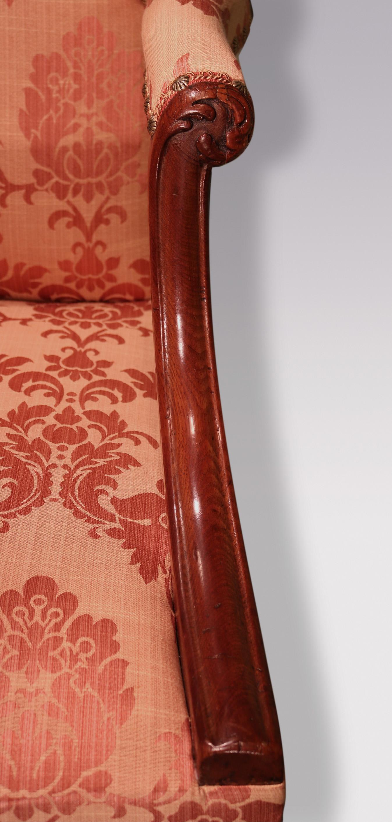 English Antique George III period mahogany Gainsborough library armchair For Sale