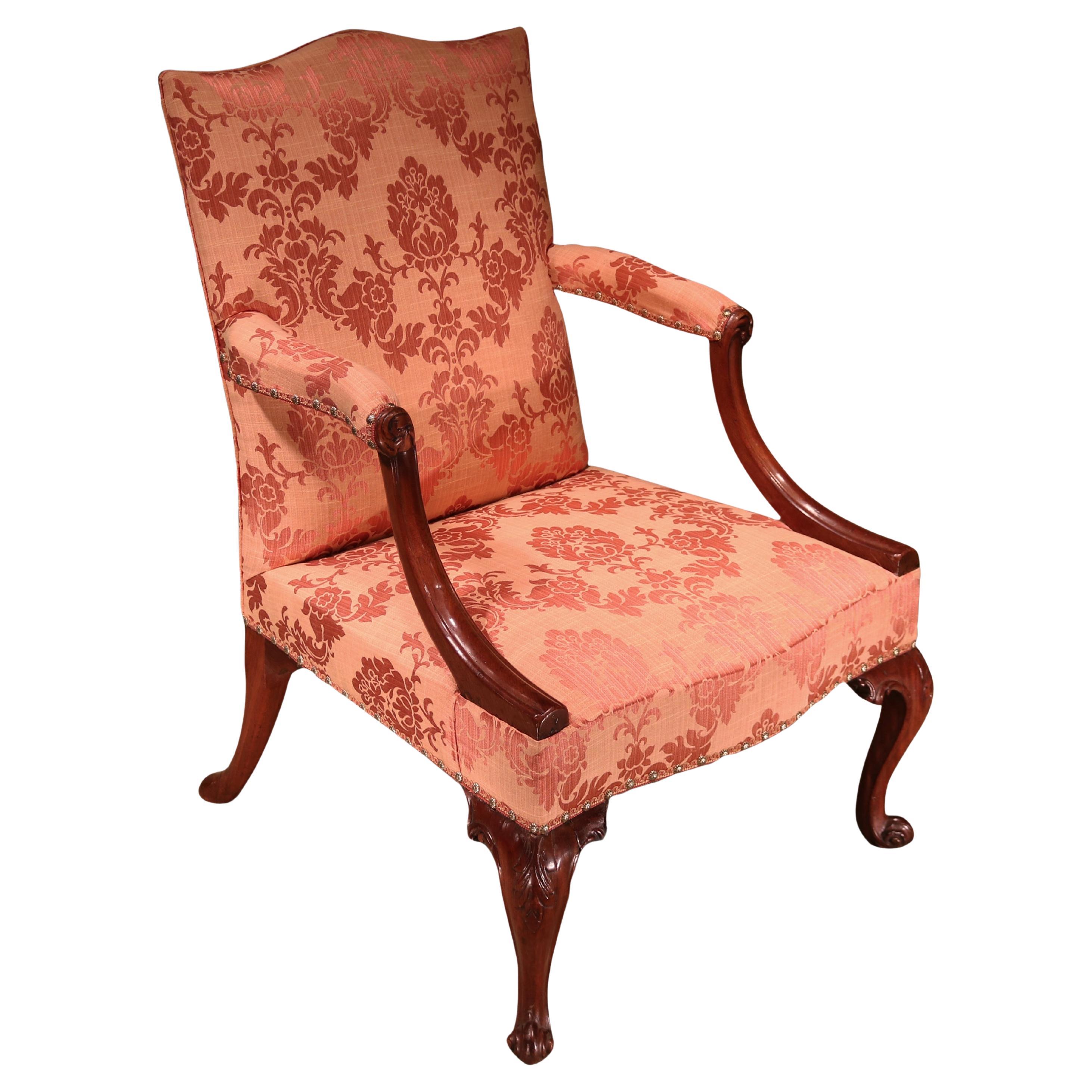 Antique George III period mahogany Gainsborough library armchair