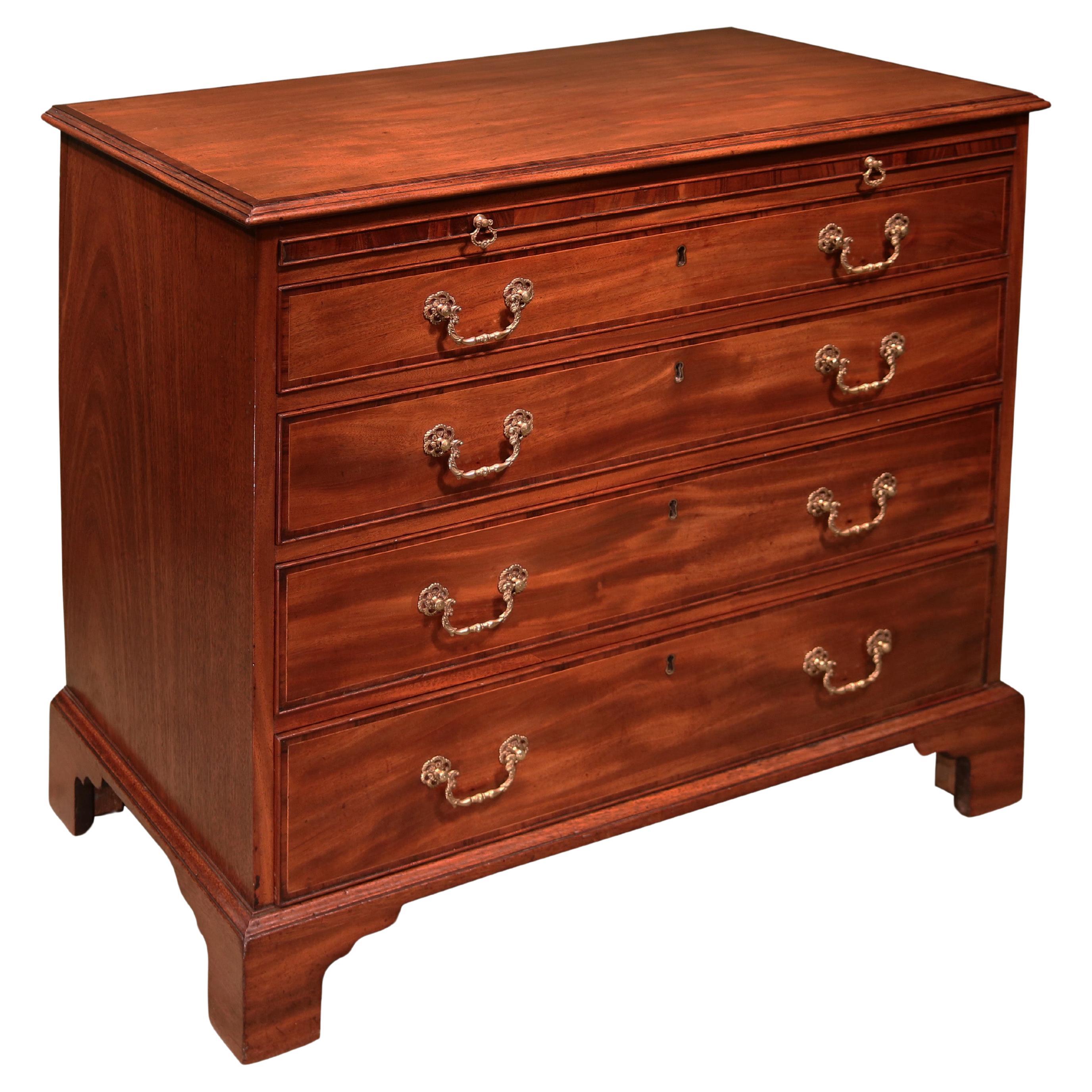 Antique George III period mahogany rectangular chest of drawers For Sale