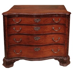 Antique George III period mahogany serpentine chest of drawers