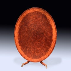 Antique George III period oval mahogany and satinwood breakfast table