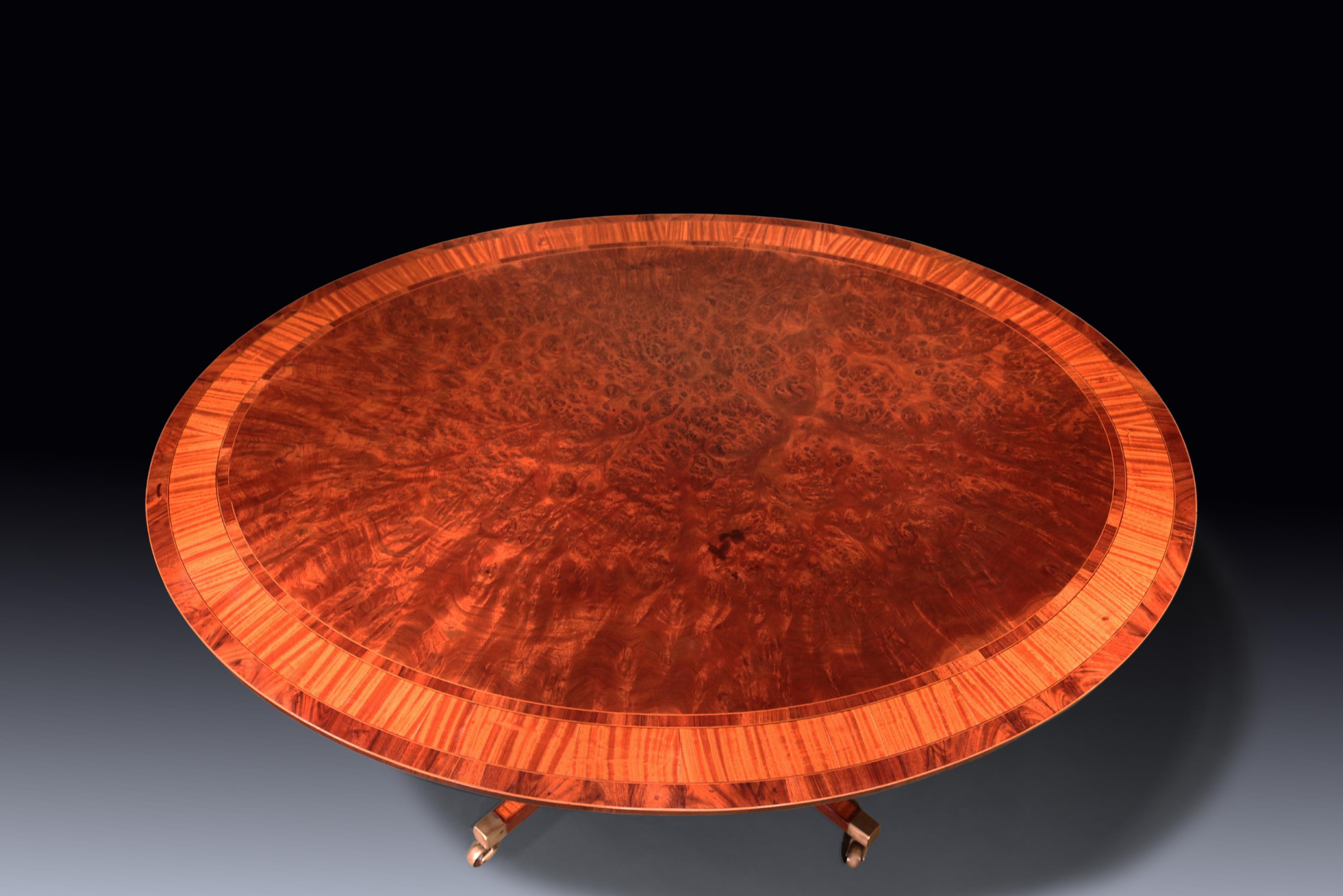 Sheraton Antique George III period oval mahogany and satinwood breakfast table For Sale