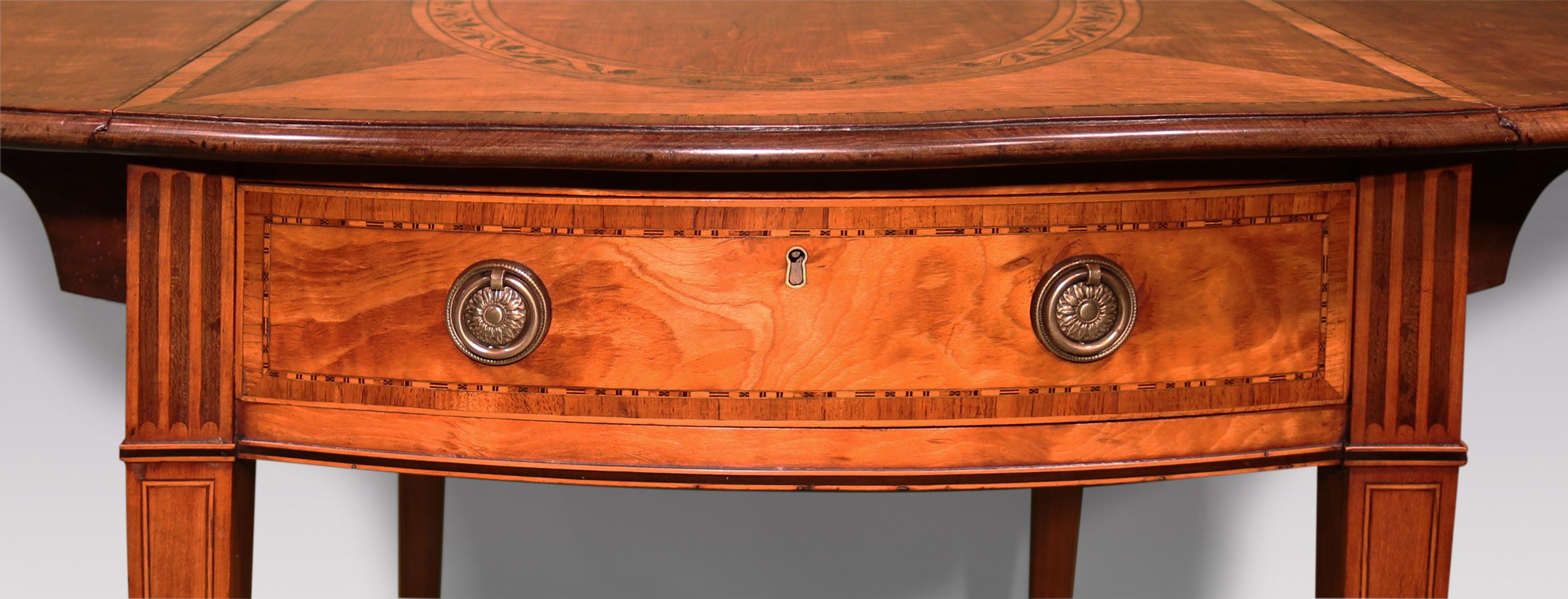 Sheraton Antique George III period satinwood oval Pembroke Table For Sale