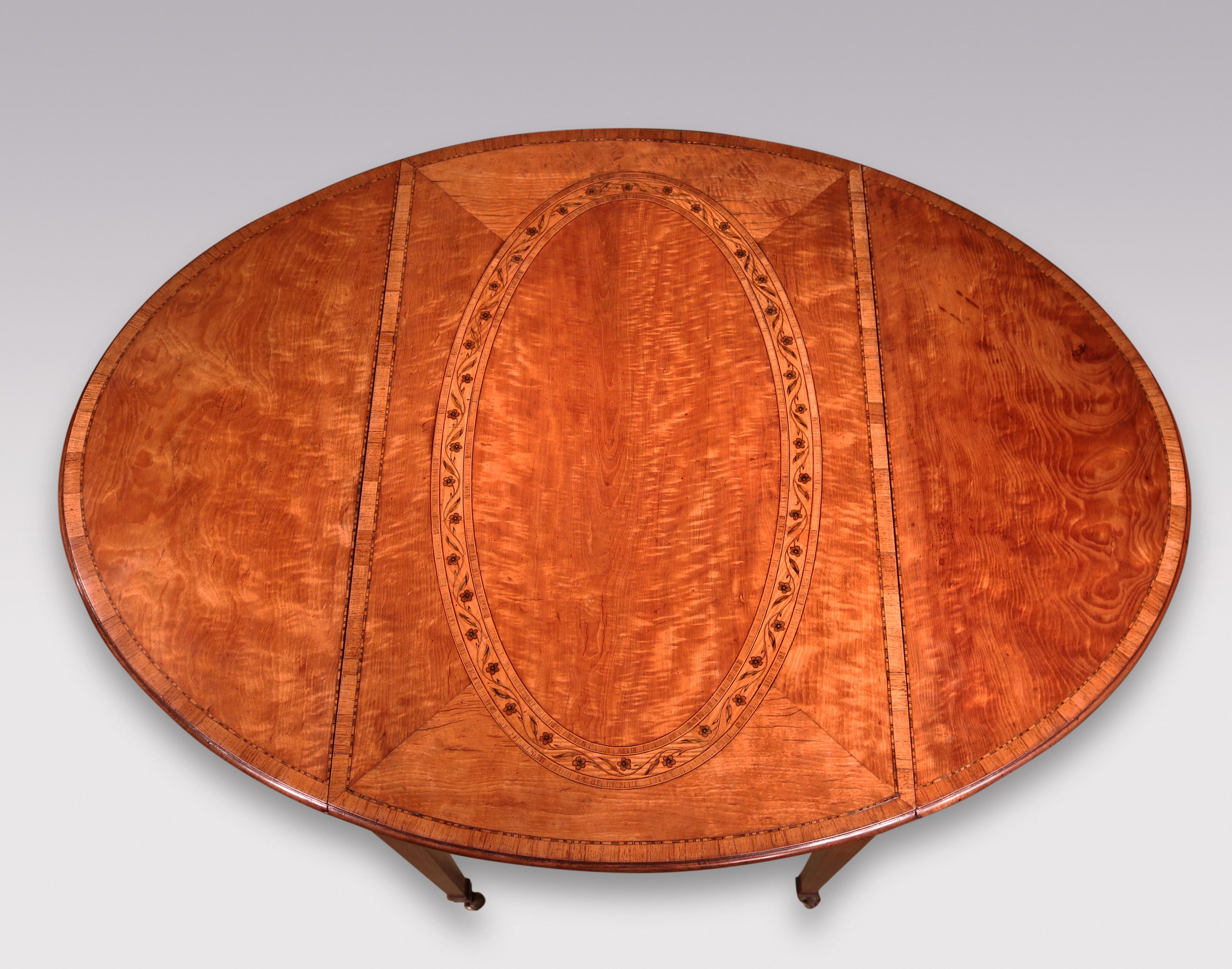 English Antique George III period satinwood oval Pembroke Table For Sale