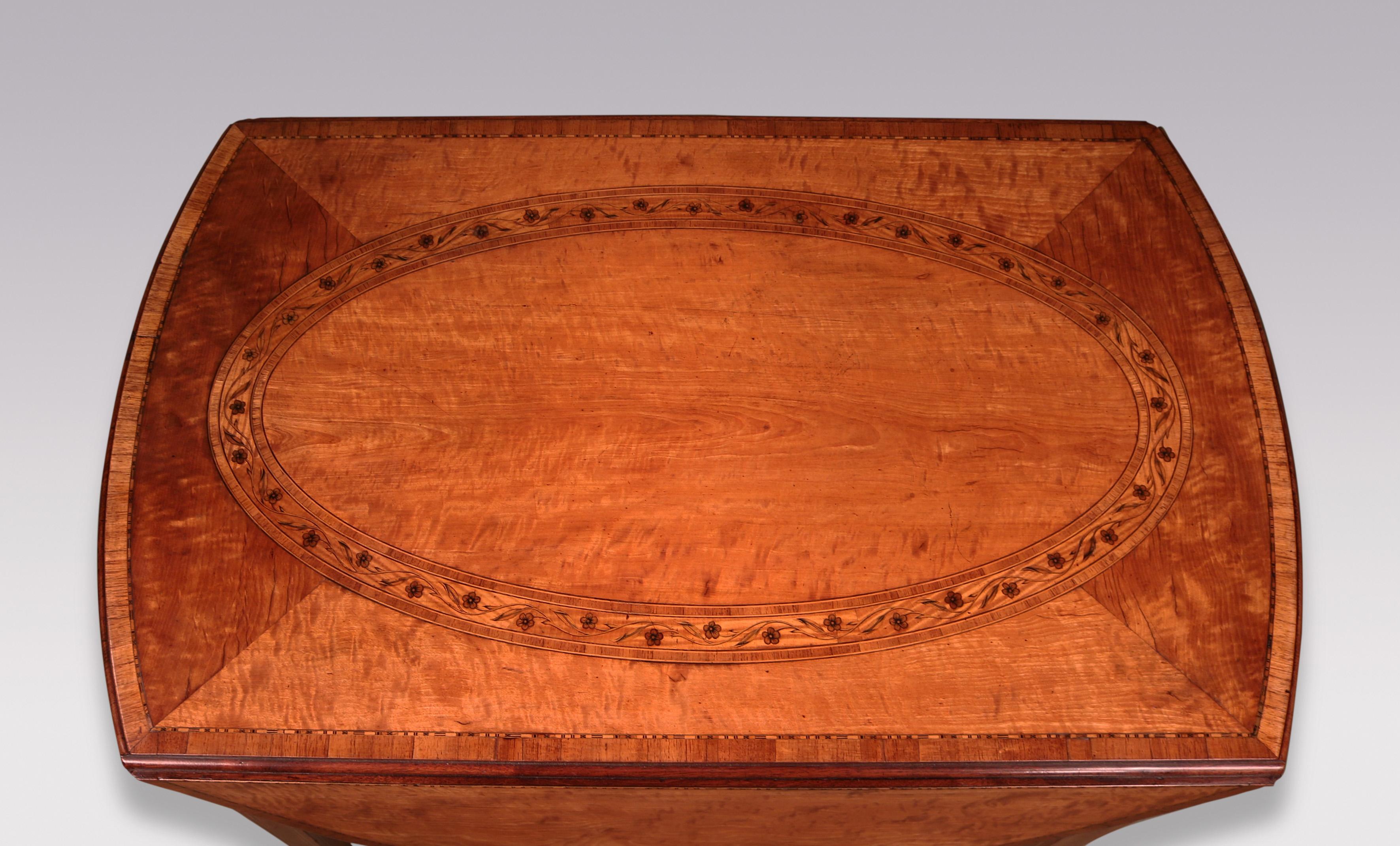 Antique George III period satinwood oval Pembroke Table In Good Condition For Sale In London, GB