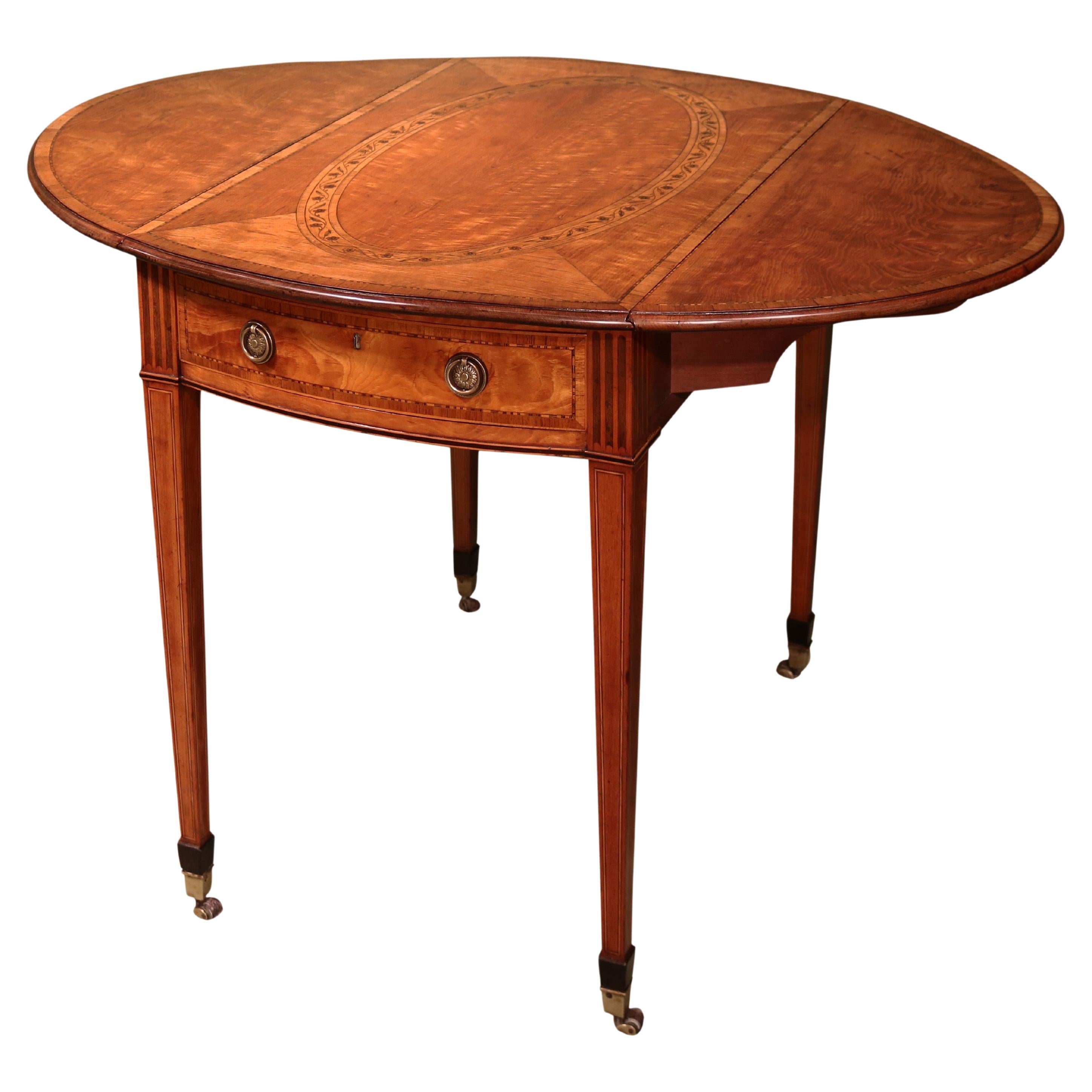 Antique George III period satinwood oval Pembroke Table For Sale