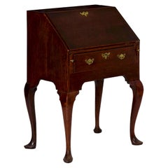Used George III Period Slant Front Oak Desk on Slipper Feet, England
