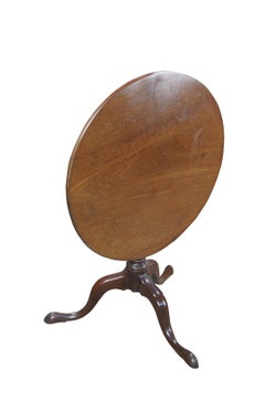 Antique George III Period Solid Mahogany Round Tilt Top Birdcage Tea Table 30"