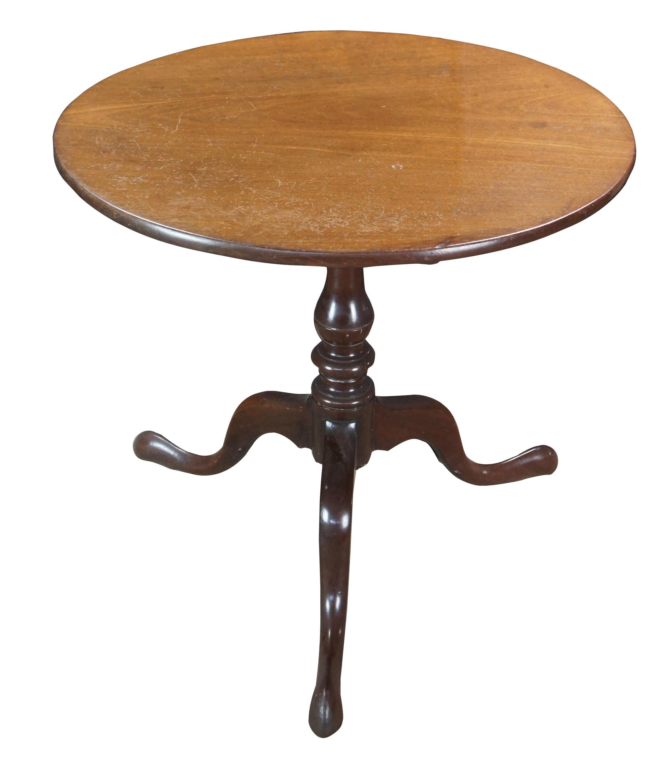 Antique George III Period Solid Mahogany Round Tilt Top Birdcage Tea Table 30