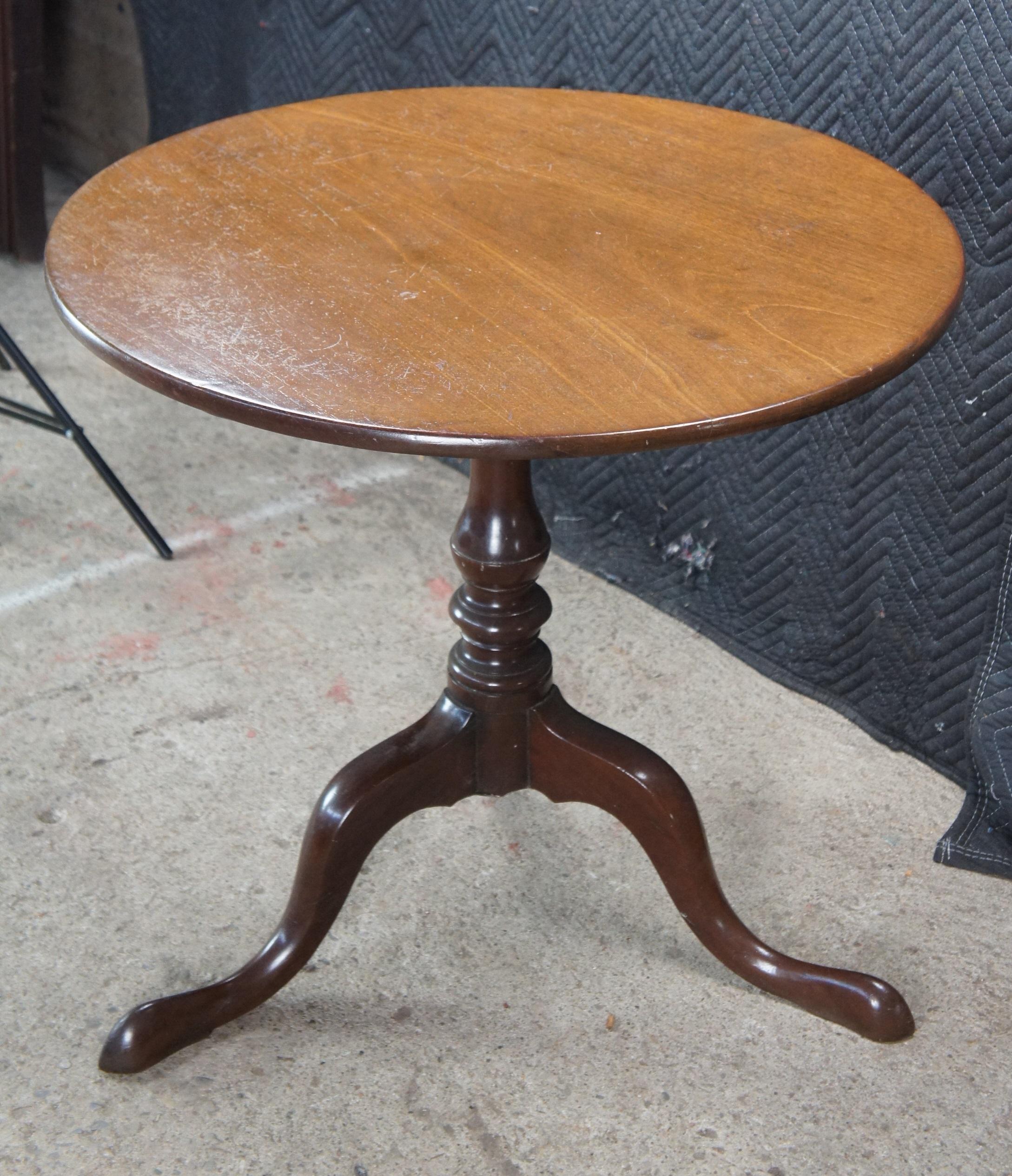 19th Century Antique George III Period Solid Mahogany Round Tilt Top Birdcage Tea Table 30