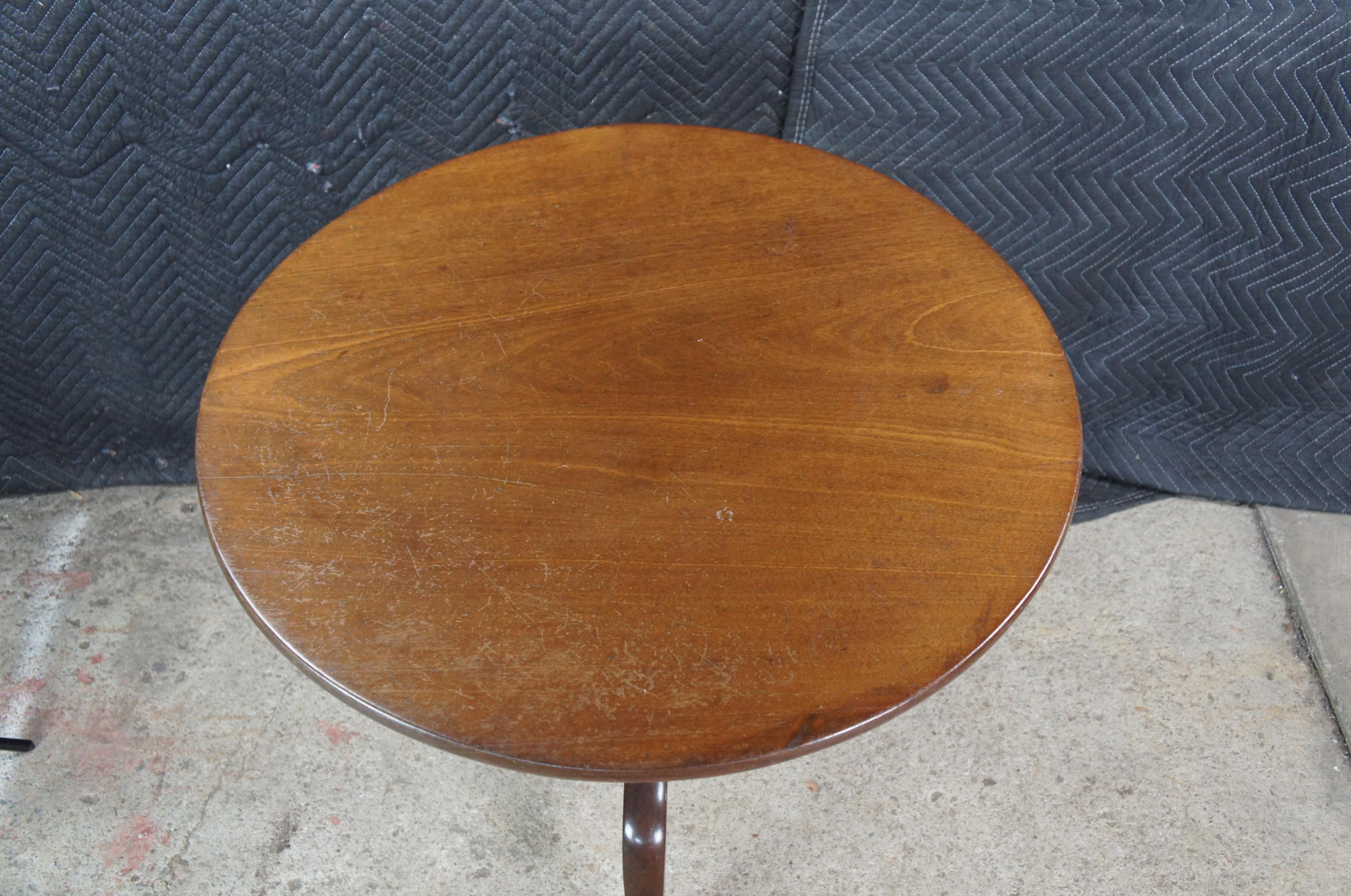 Brass Antique George III Period Solid Mahogany Round Tilt Top Birdcage Tea Table 30
