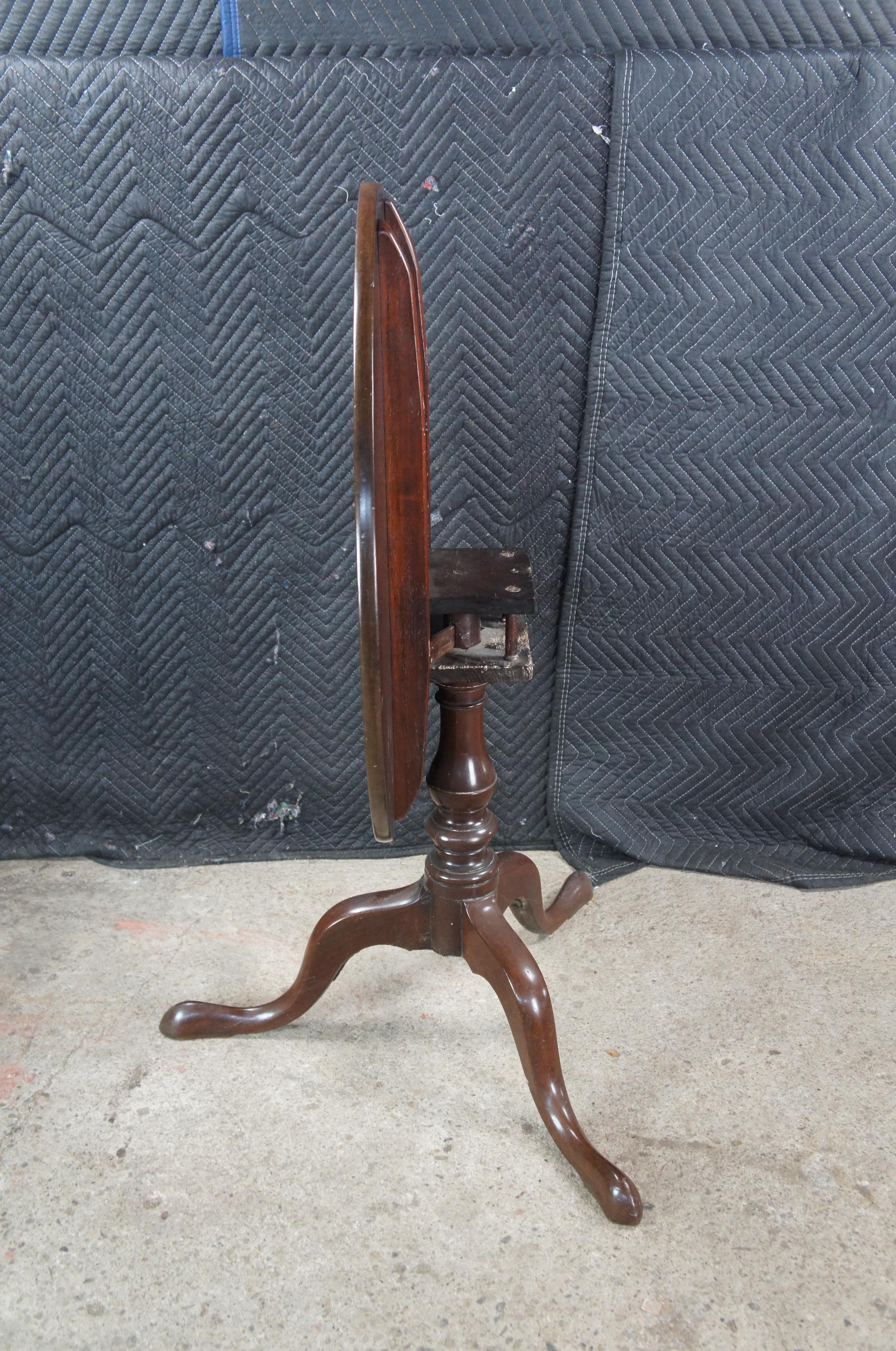 Antique George III Period Solid Mahogany Round Tilt Top Birdcage Tea Table 30