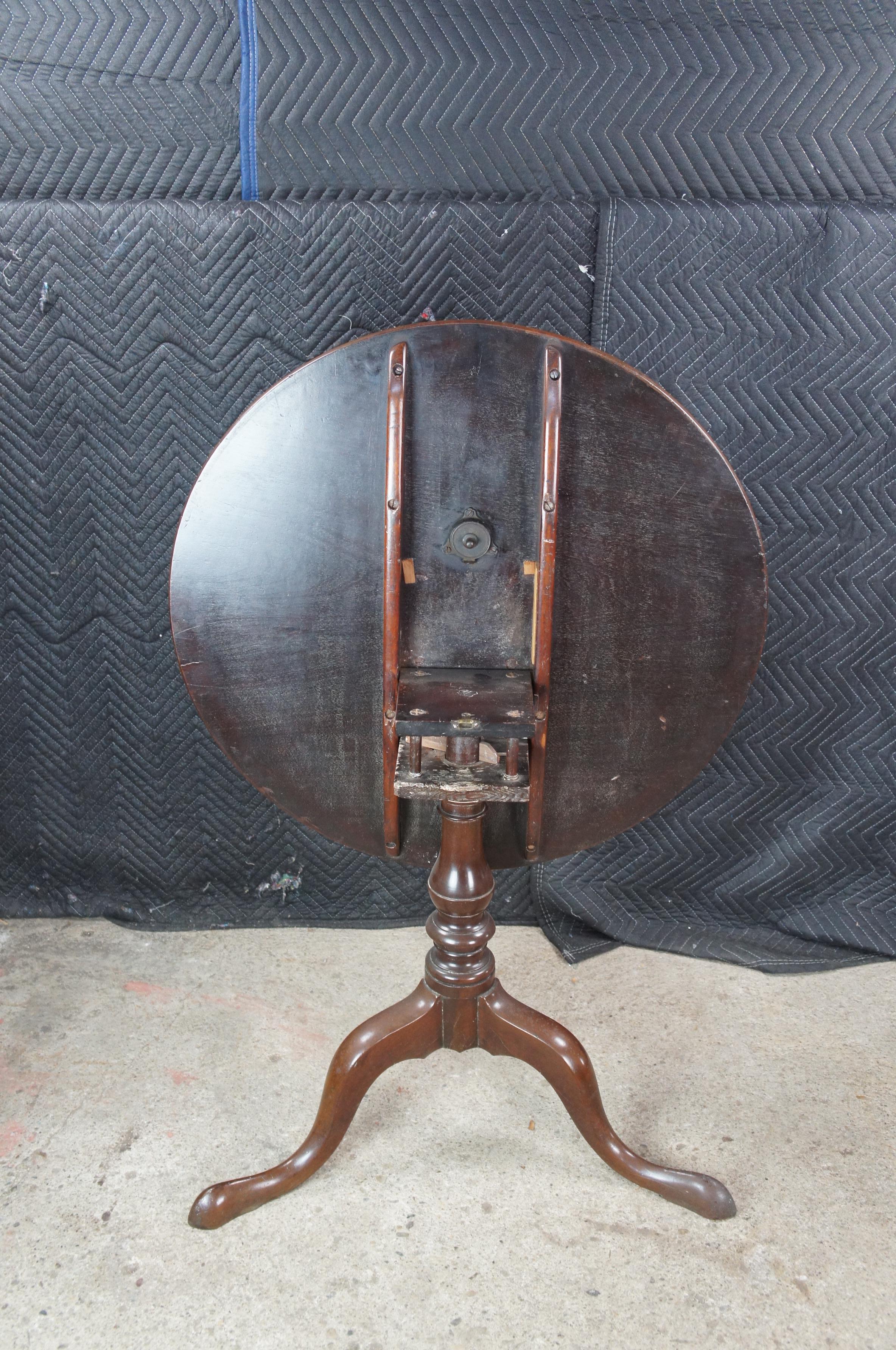 Antique George III Period Solid Mahogany Round Tilt Top Birdcage Tea Table 30