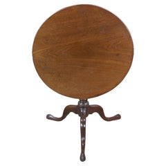 Antique George III Period Solid Mahogany Round Tilt Top Birdcage Tea Table 30"