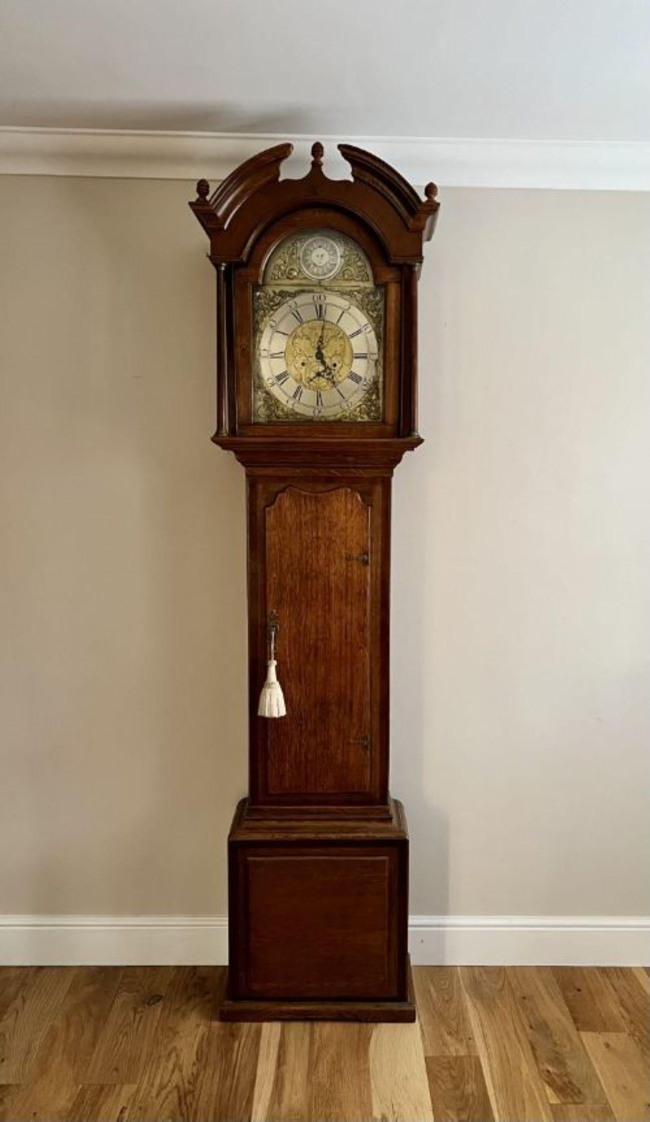 Antique George III quality 8 day brass face long case clock  In Good Condition In Ipswich, GB