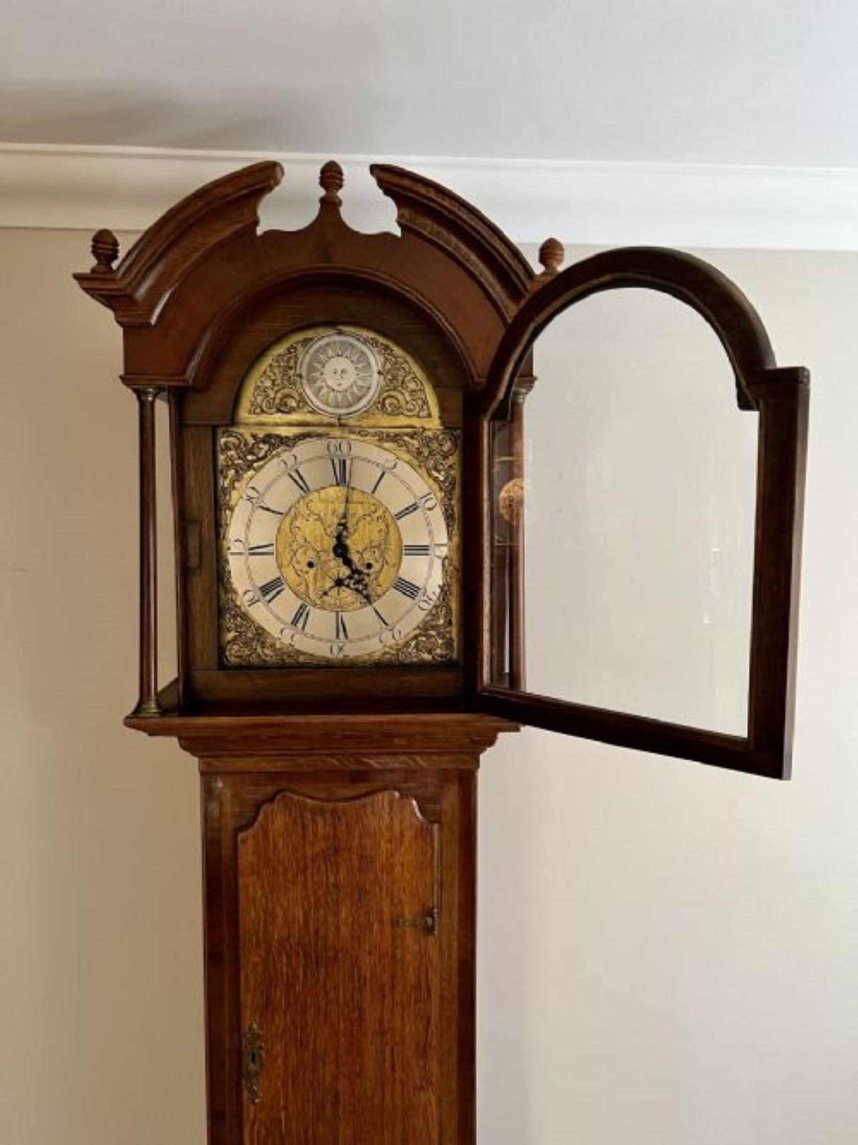 Antique George III quality 8 day brass face long case clock  2