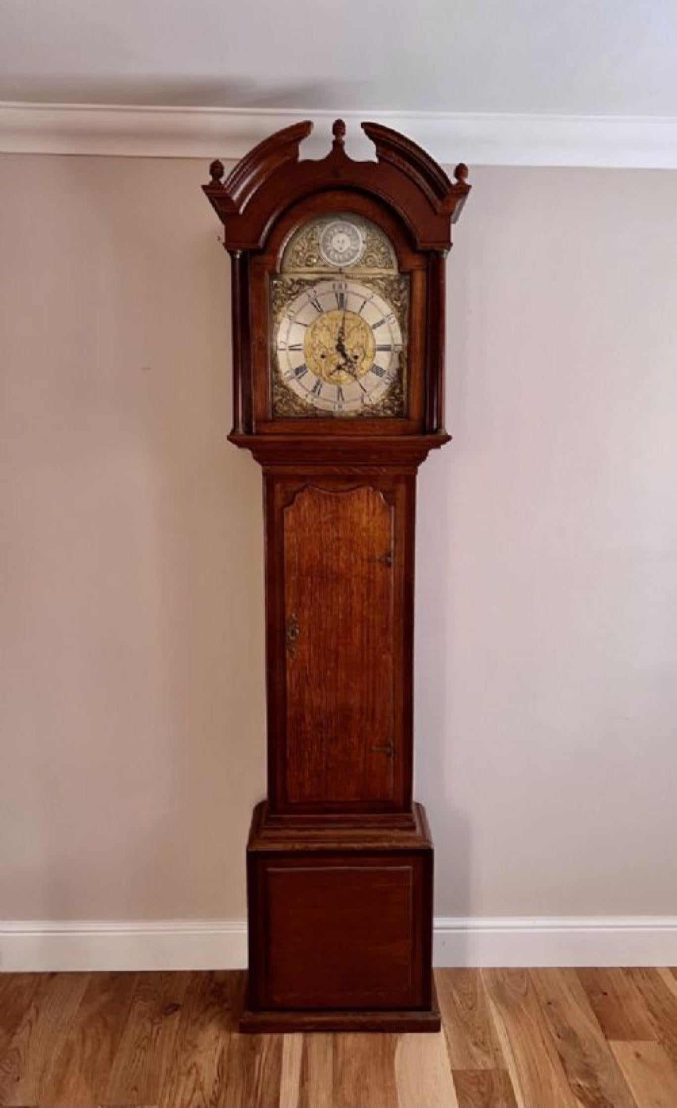 Antique George III quality 8 day brass face long case clock  3