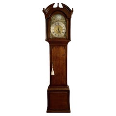 Used George III quality 8 day brass face long case clock 