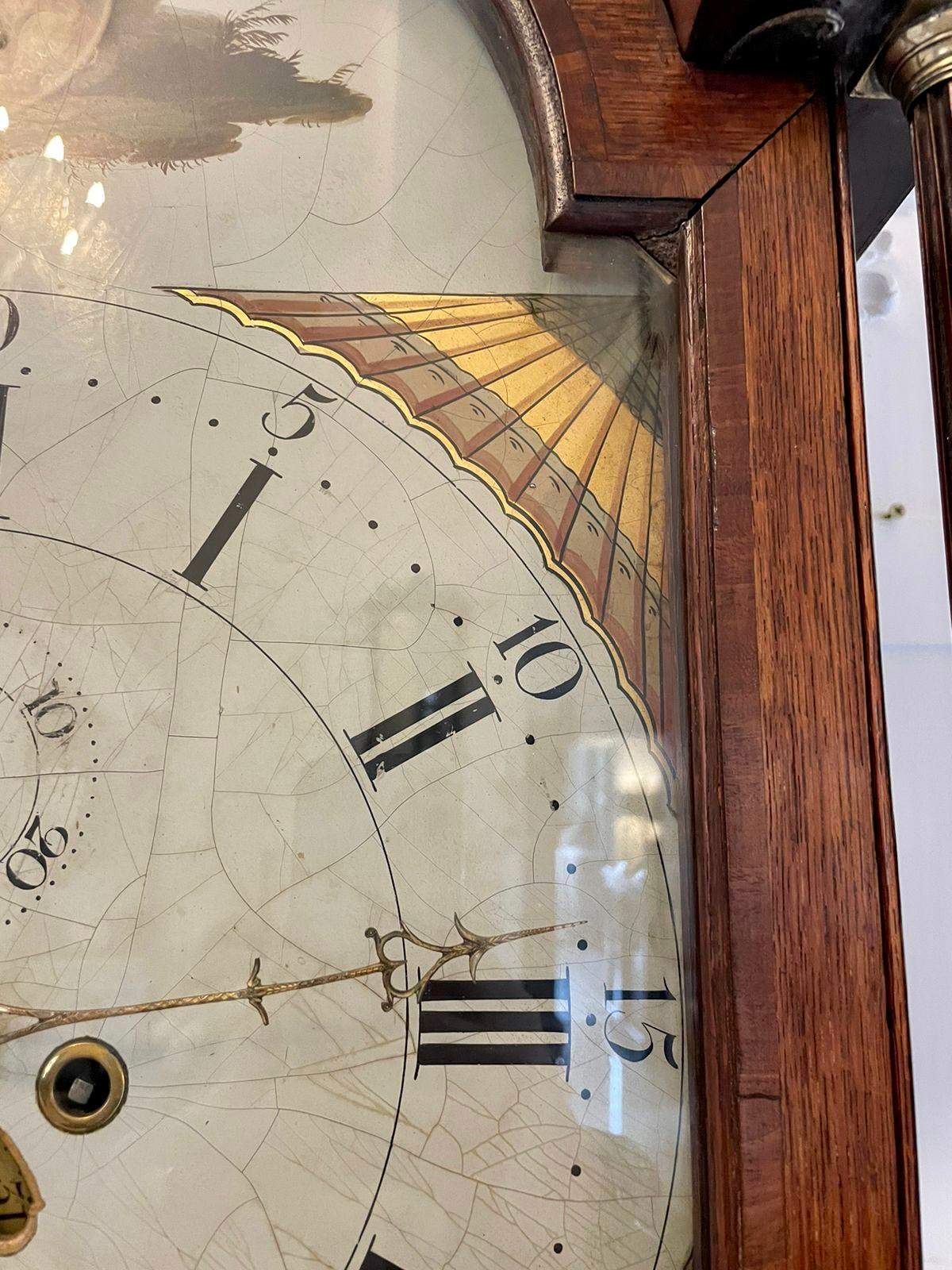 Horloge de parquet ancienne en chêne de qualité George III de 8 jours par Walker of Nantwich en vente 4