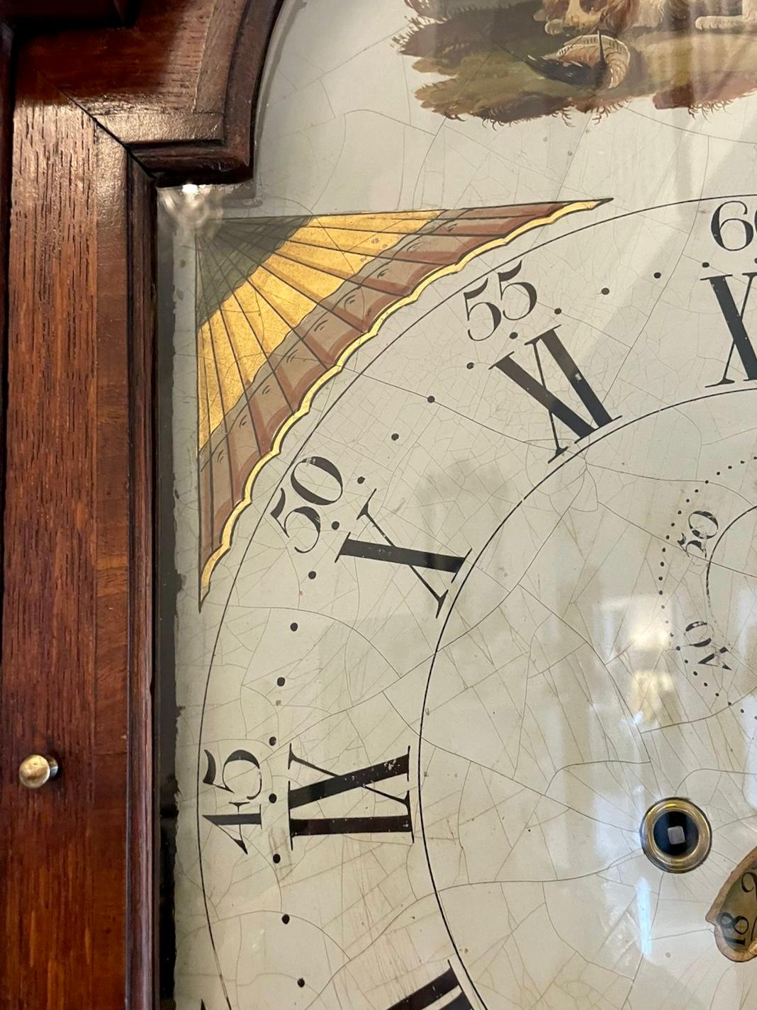 Horloge de parquet ancienne en chêne de qualité George III de 8 jours par Walker of Nantwich en vente 6