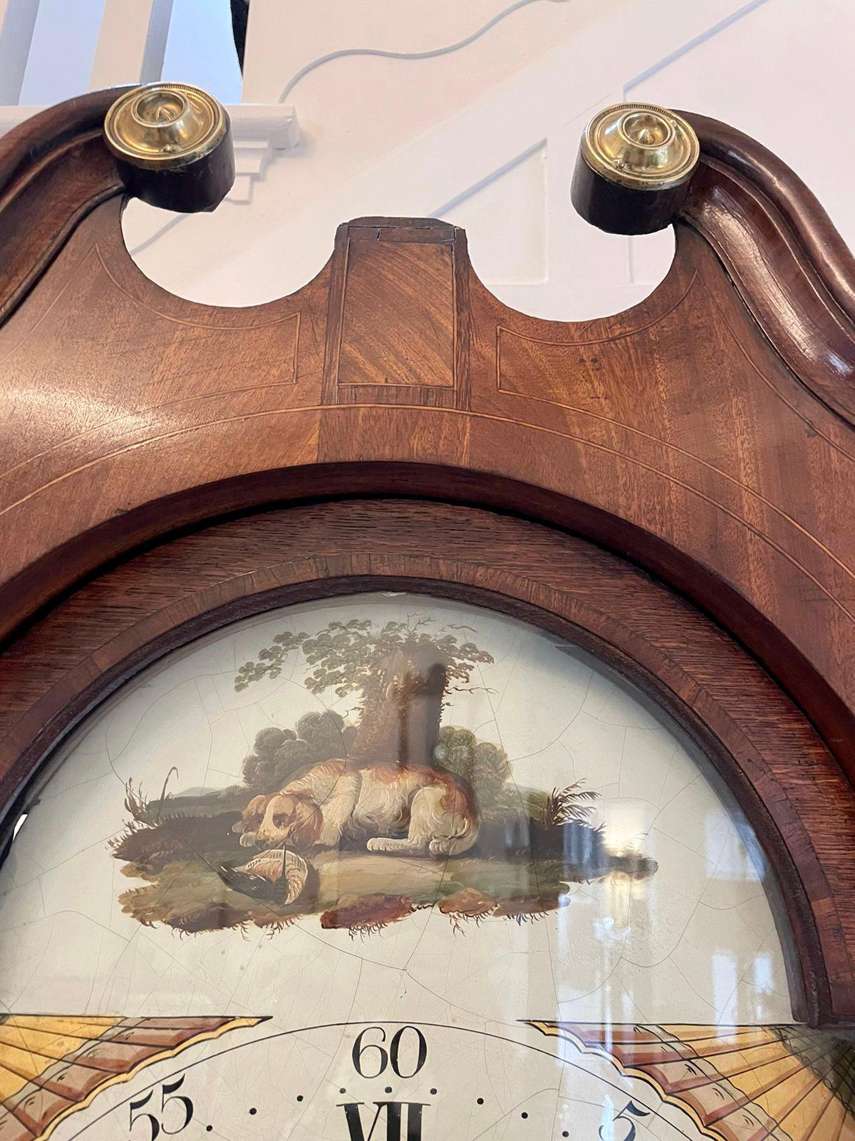 Horloge de parquet ancienne en chêne de qualité George III de 8 jours par Walker of Nantwich en vente 7
