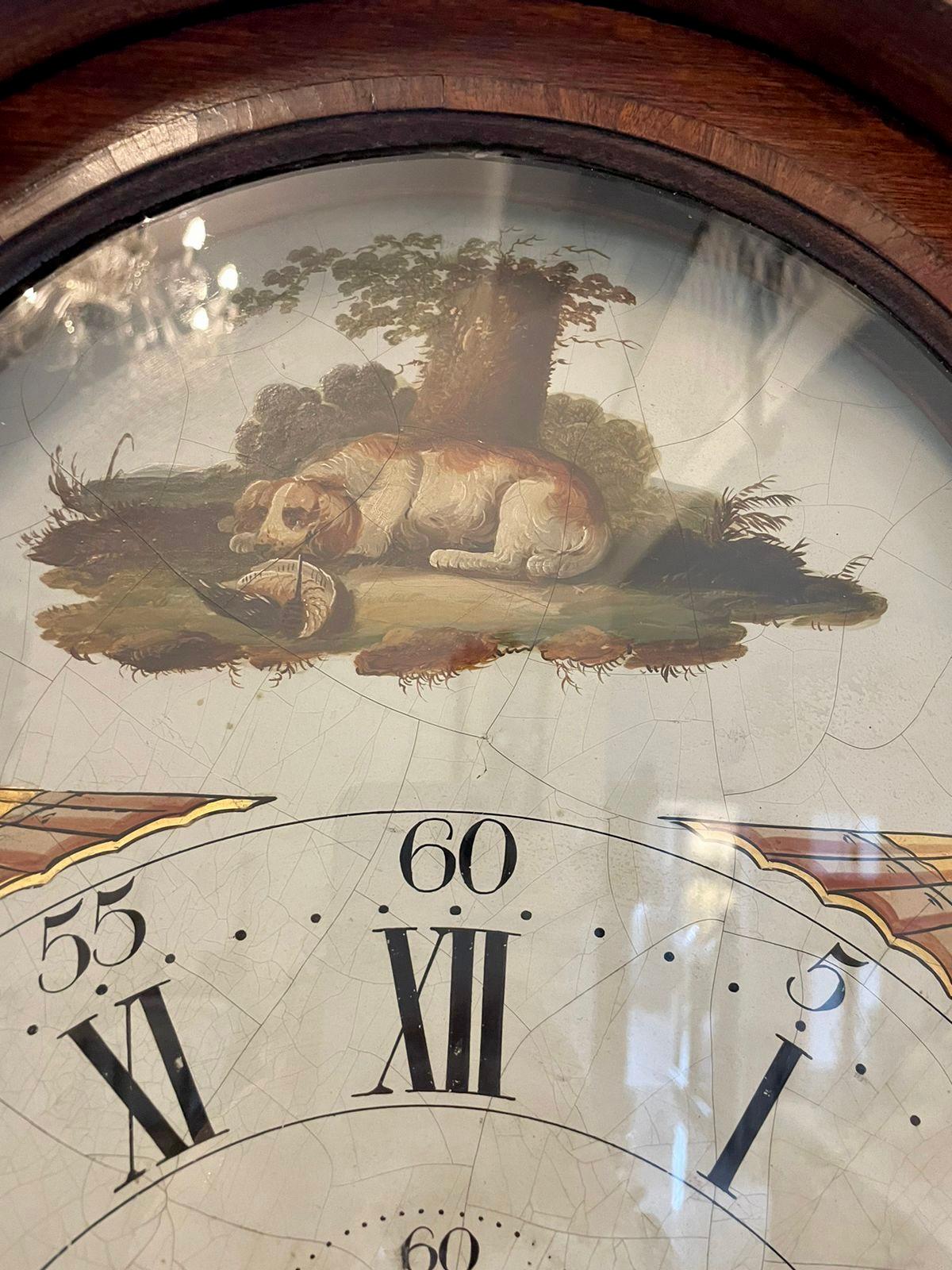Horloge de parquet ancienne en chêne de qualité George III de 8 jours par Walker of Nantwich en vente 8