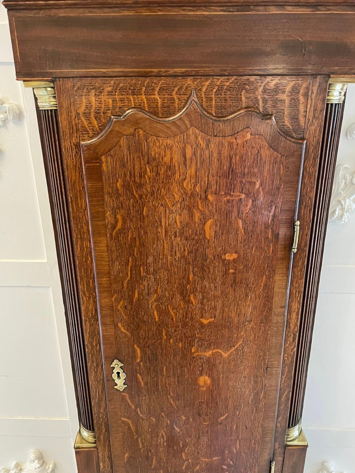 Antique George III Quality 8 Day Oak Longcase Clock by Walker of Nantwich For Sale 12