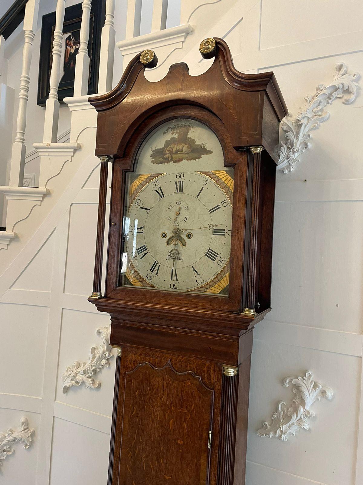 English Antique George III Quality 8 Day Oak Longcase Clock by Walker of Nantwich For Sale