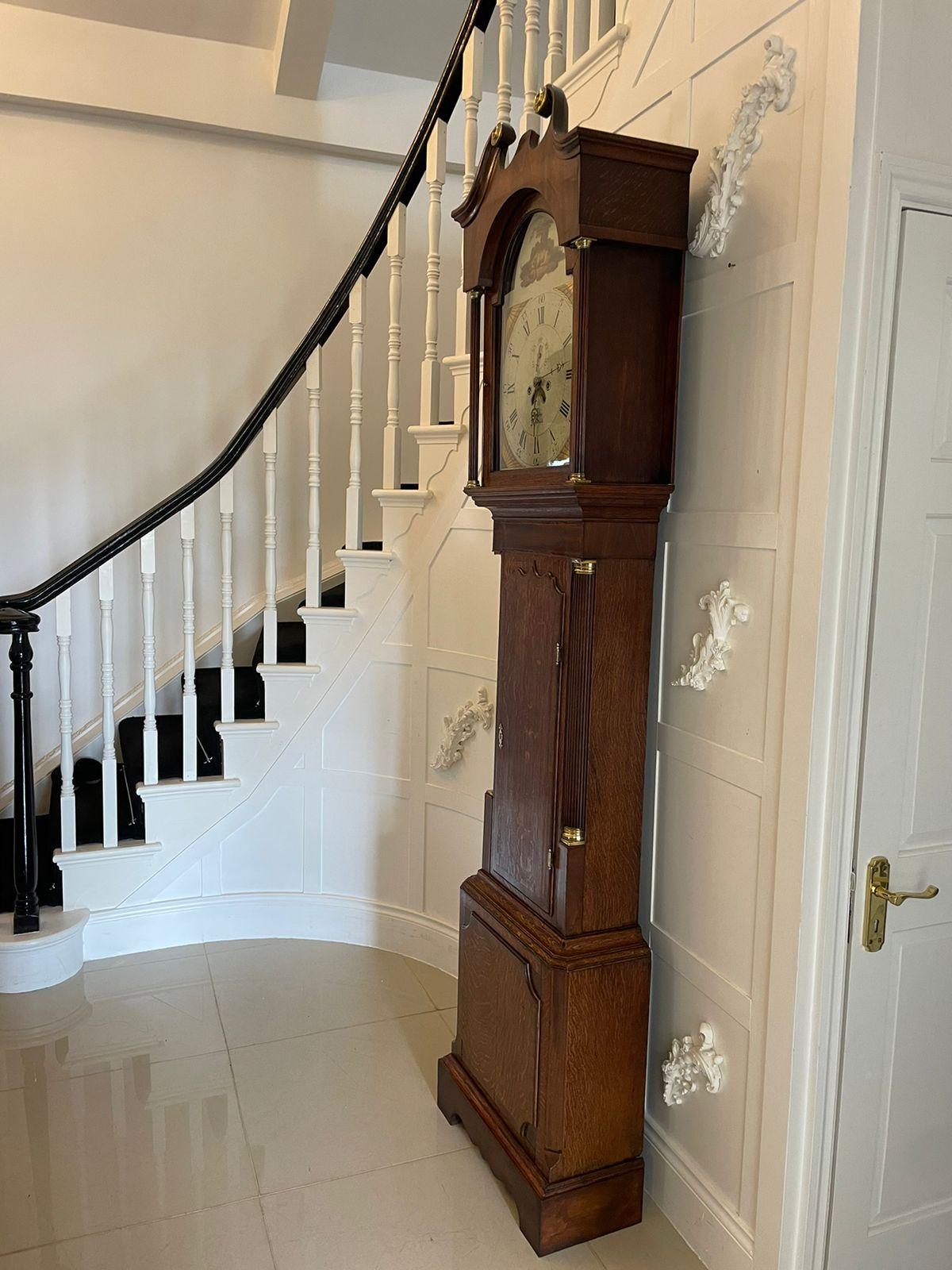 Horloge de parquet ancienne en chêne de qualité George III de 8 jours par Walker of Nantwich Bon état - En vente à Suffolk, GB