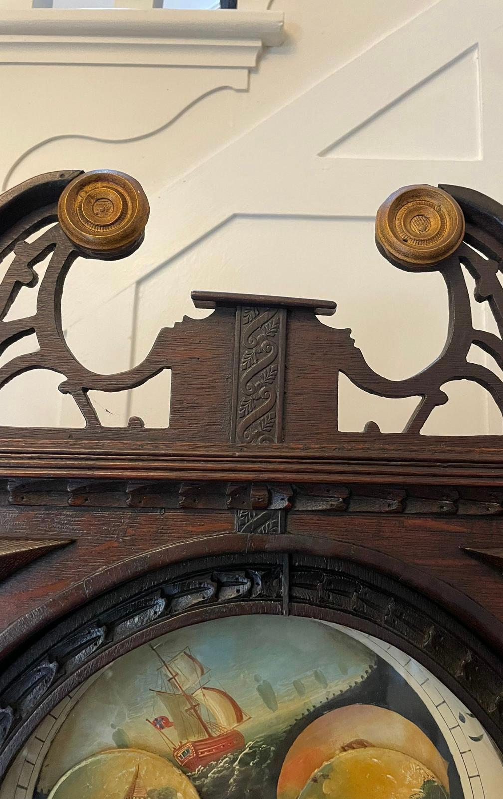 Antique George III Quality Carved Oak Moon Phase Longcase Clock 12