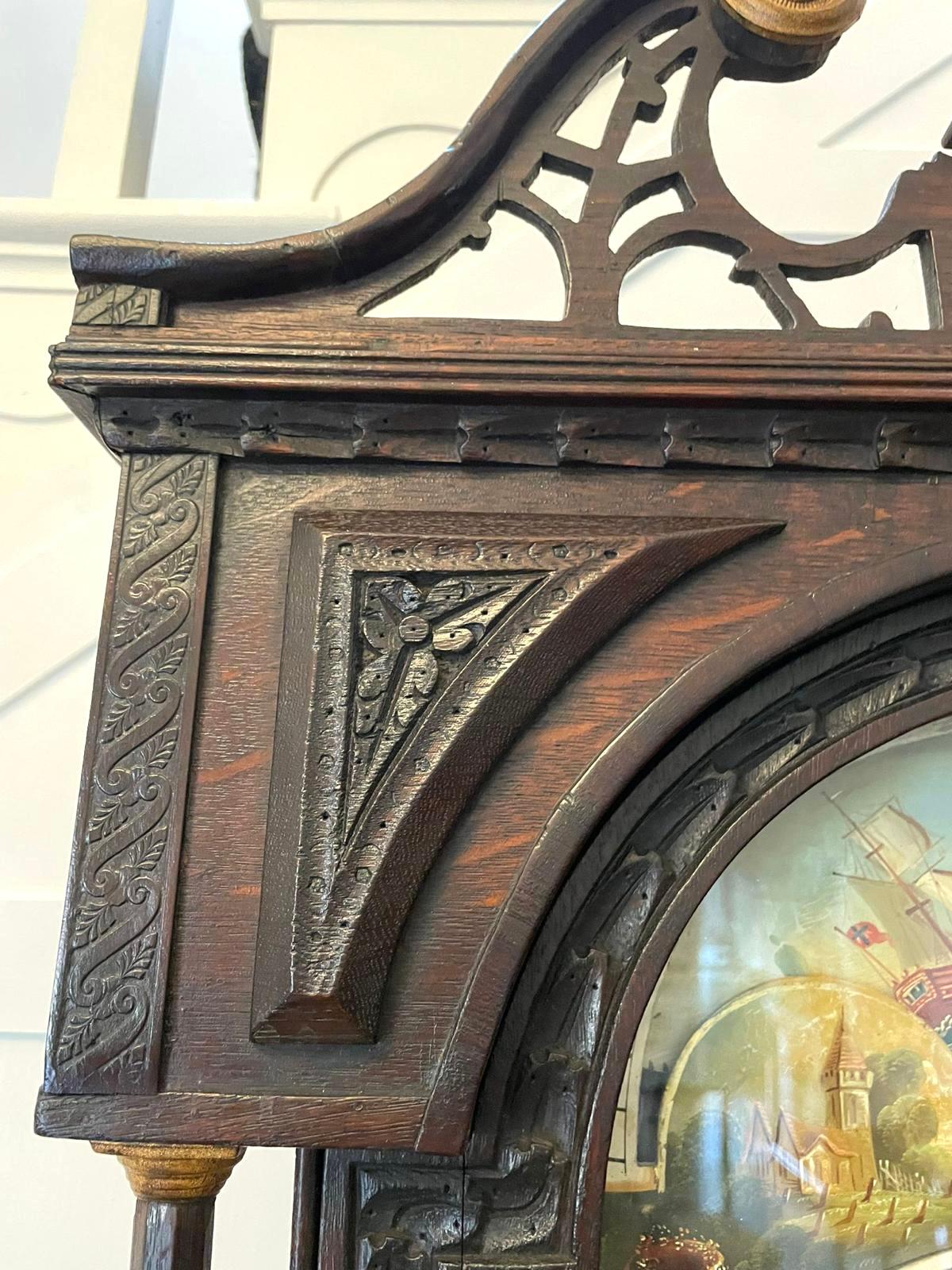 Antique George III Quality Carved Oak Moon Phase Longcase Clock 14