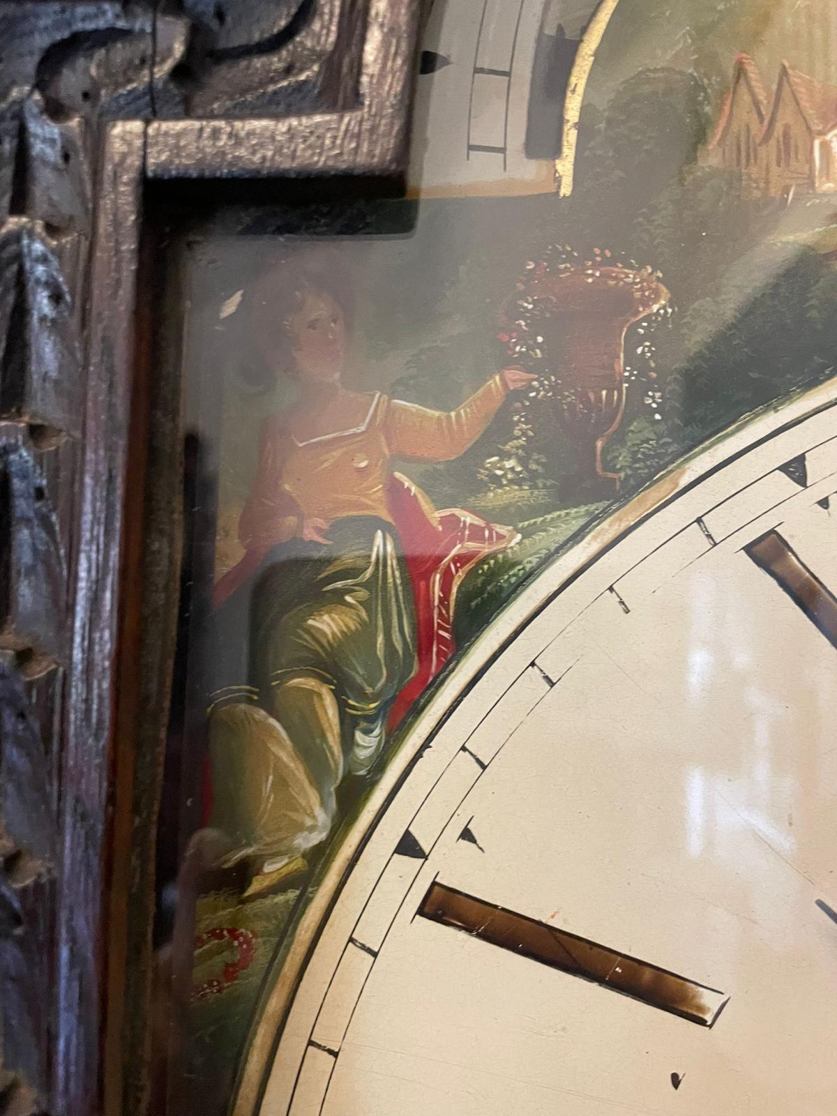 Antique George III Quality Carved Oak Moon Phase Longcase Clock 3
