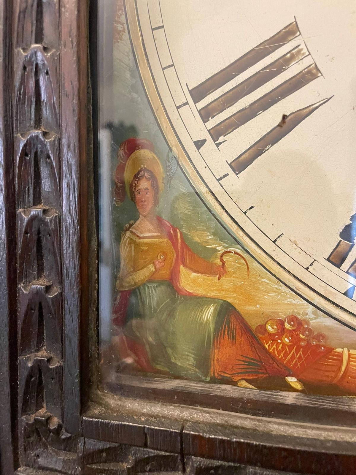 Antique George III Quality Carved Oak Moon Phase Longcase Clock 4