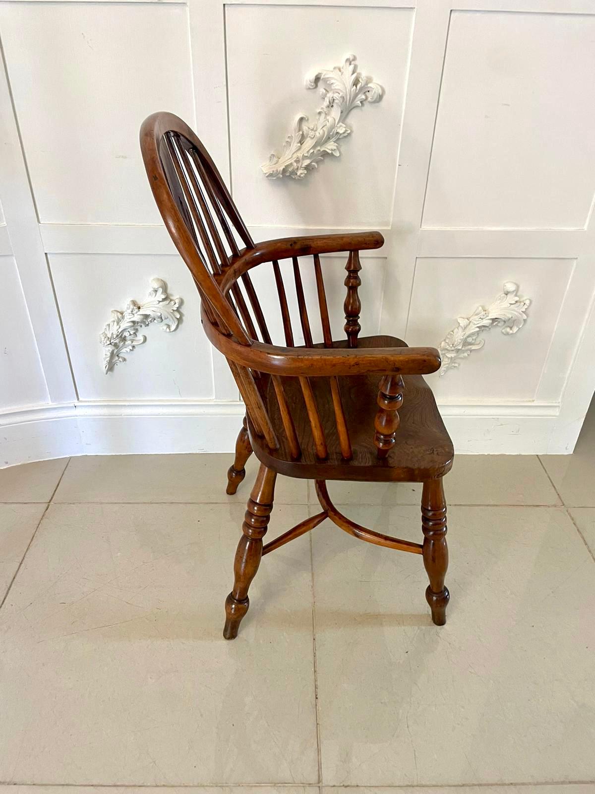 English  Antique George III Quality Child’s Yew Wood Windsor Chair For Sale