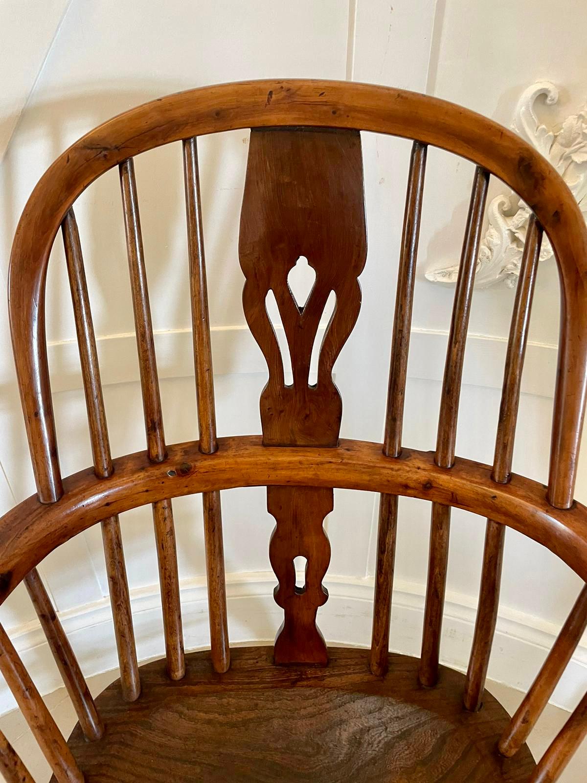 19th Century  Antique George III Quality Child’s Yew Wood Windsor Chair For Sale