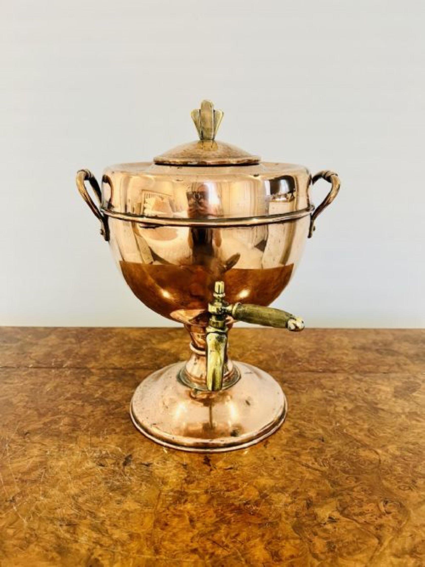 Copper Antique George III quality copper & brass samovar  For Sale