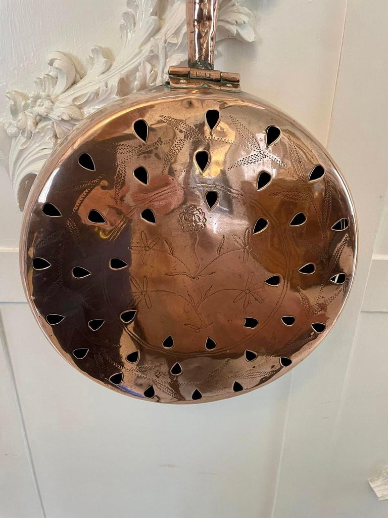 Antique III Quality Copper Chestnut Roaster For Sale at 1stDibs