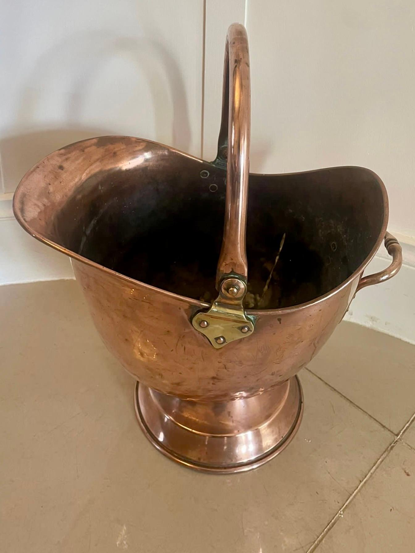 19th Century Antique George III Quality Copper Coal Scuttle  For Sale