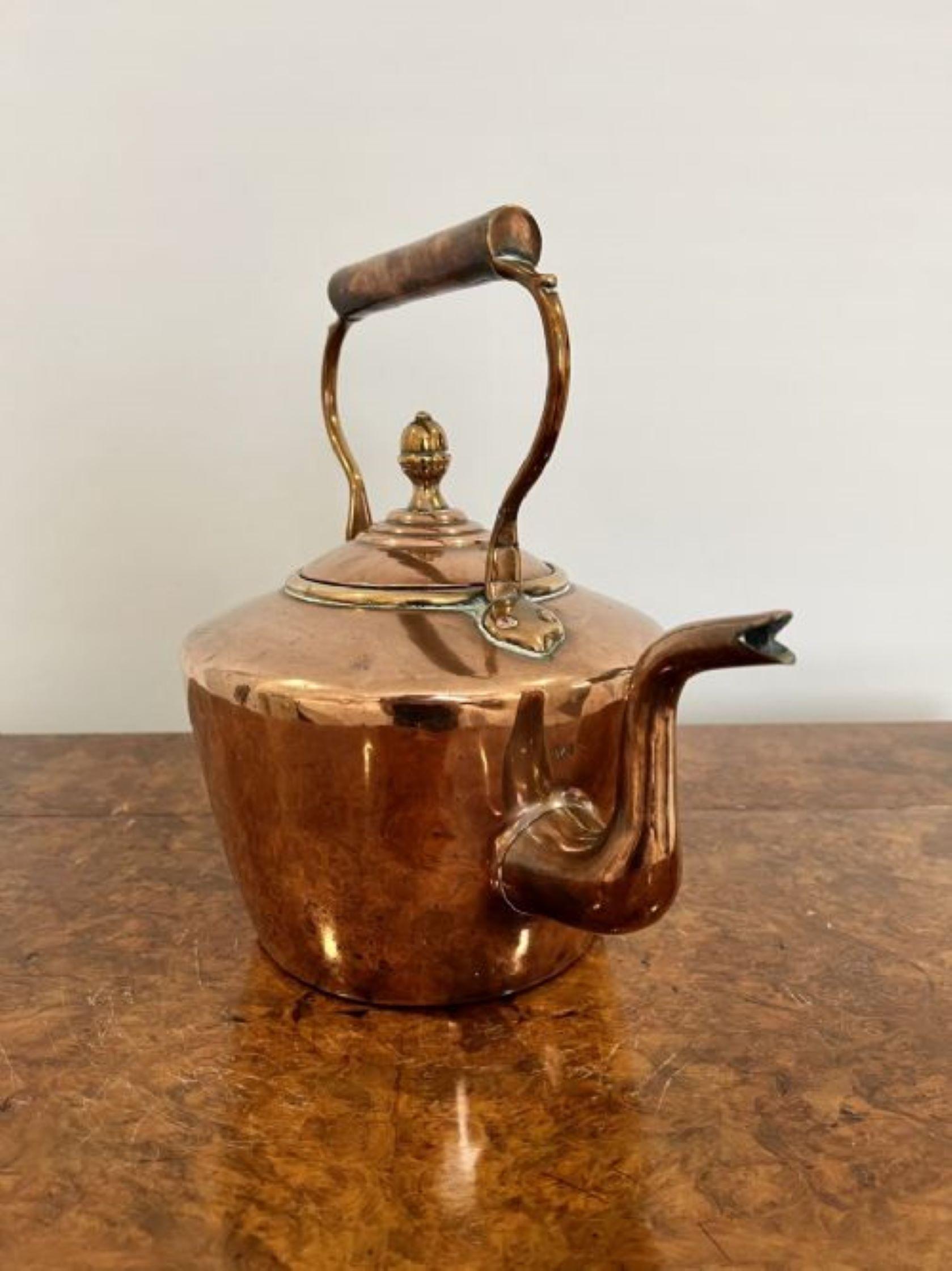19th Century Antique George III Quality Copper Kettle  For Sale