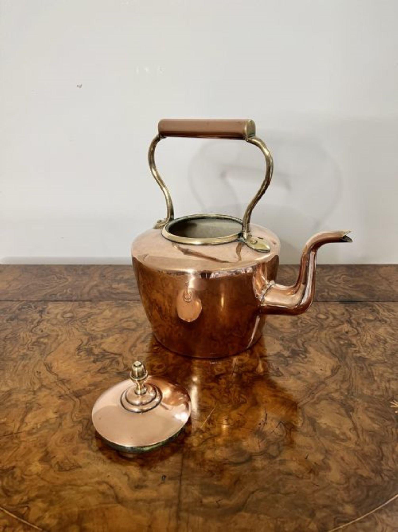 19th Century Antique George III quality copper kettle For Sale