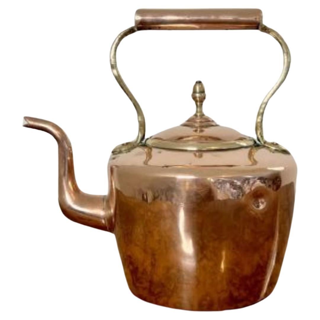 Antique George III quality copper kettle For Sale