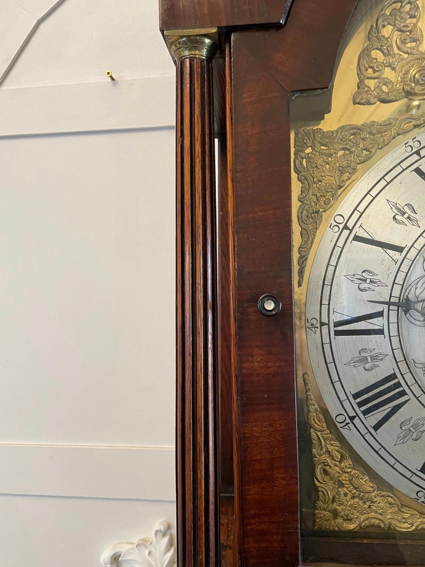 Antiquité George III Quality Eight Day Brass Face Oak Longcase Clock en vente 7