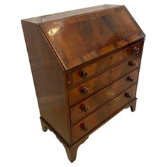 Antique George III Quality Figured Mahogany Bureau
