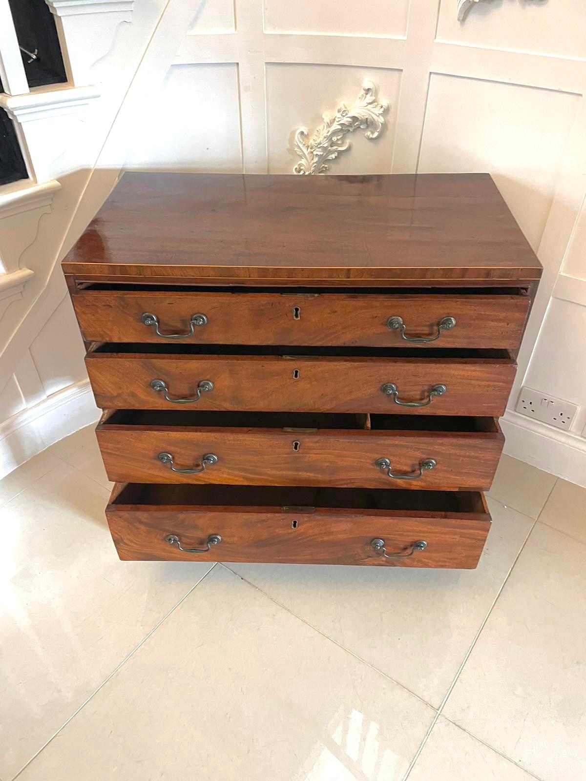 Antique George III Quality Figured Mahogany Chest of 4 Drawers  For Sale 5