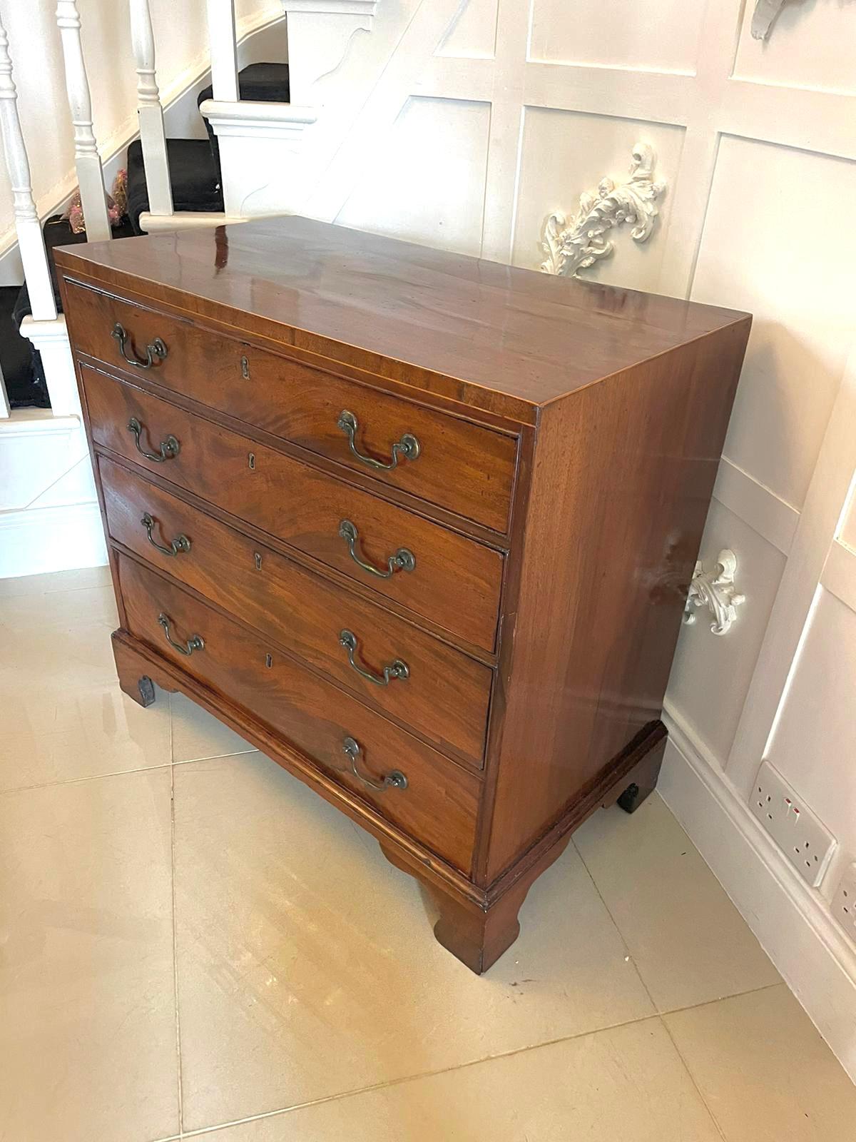 Antique George III Quality Figured Mahogany Chest of 4 Drawers  For Sale 6