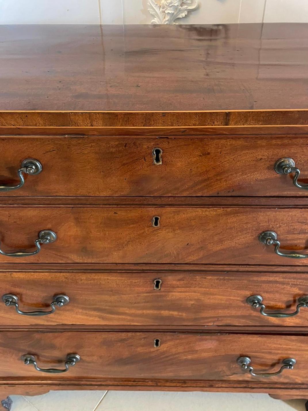 19th Century Antique George III Quality Figured Mahogany Chest of 4 Drawers  For Sale