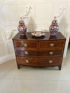 Antique George III Quality Figured Mahogany Inlaid Bow Front Chest of 4 Drawers