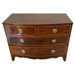 Antique George III Quality Figured Mahogany Inlaid Bow Front Chest of 4 Drawers