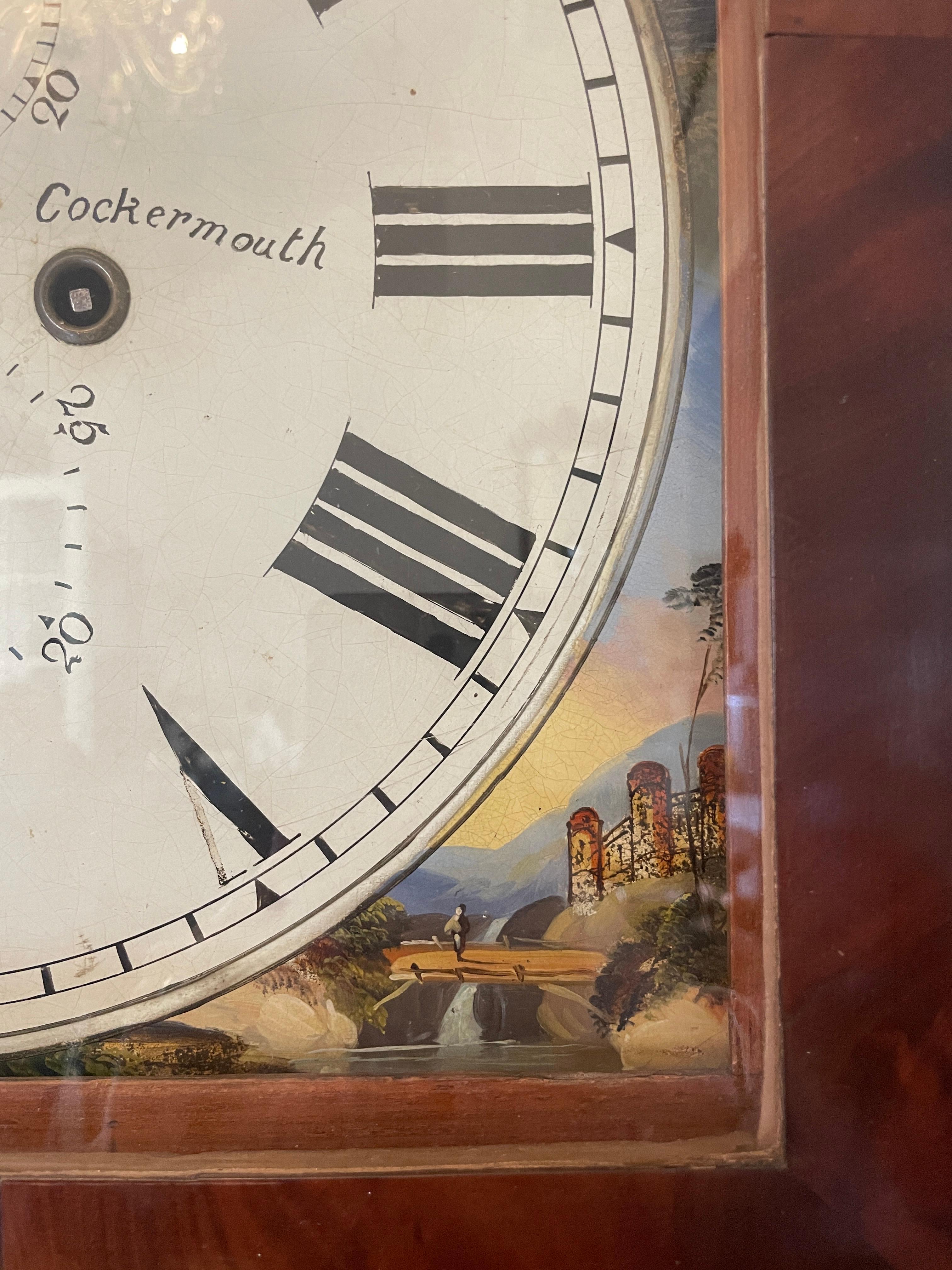Horloge ancienne de qualité George III en acajou à 8 jours en vente 4
