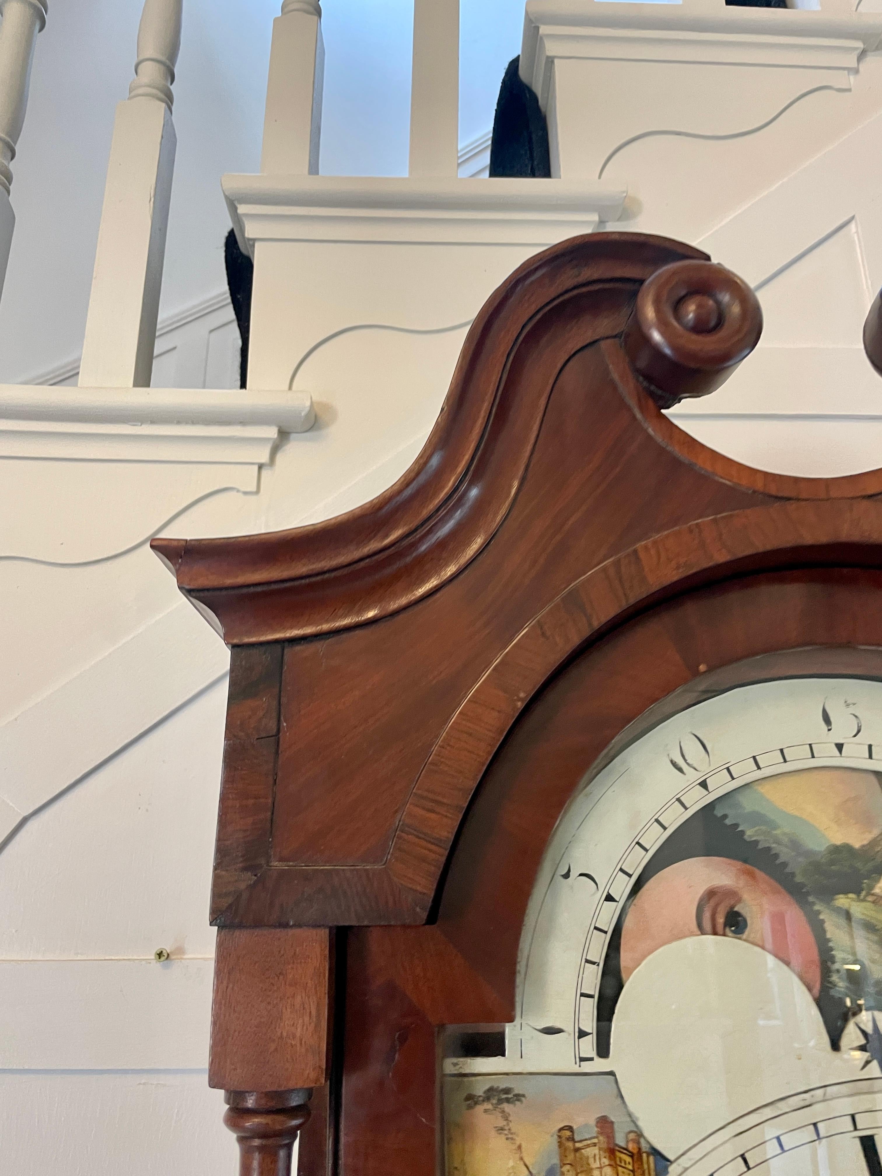 Horloge ancienne de qualité George III en acajou à 8 jours en vente 6
